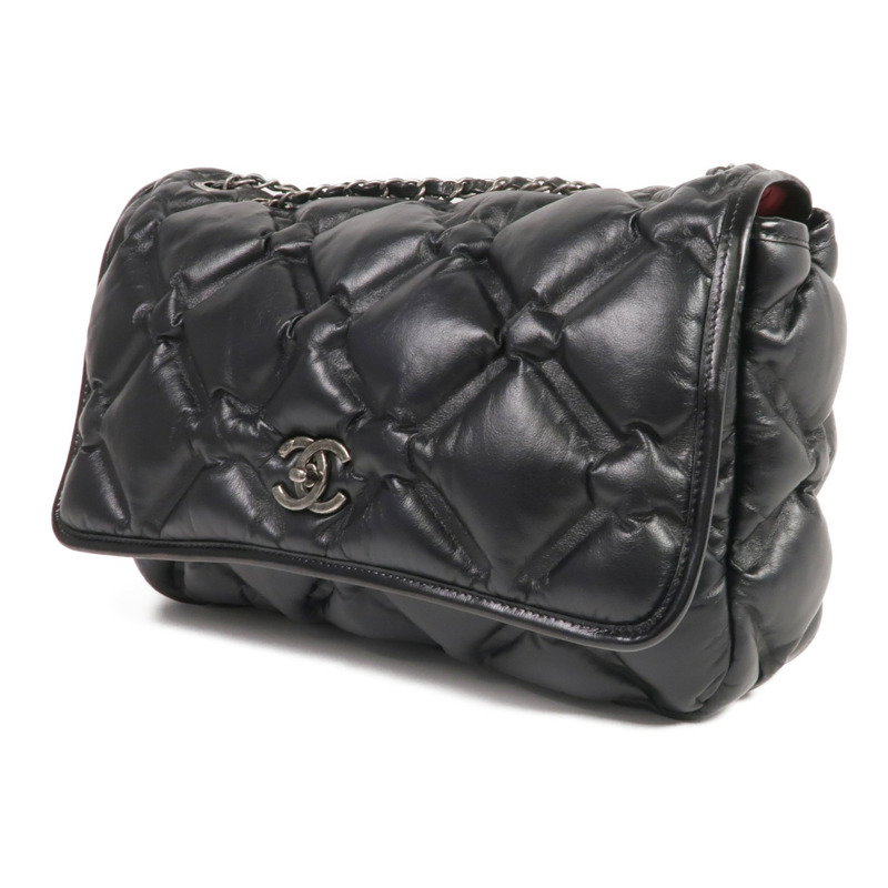 CHANEL 牛皮皮革Chain Shoulder銀扣鏈帶肩背袋-1