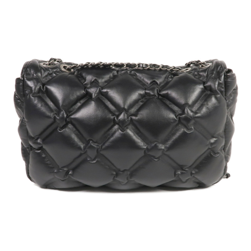 CHANEL 牛皮皮革Chain Shoulder銀扣鏈帶肩背袋-2