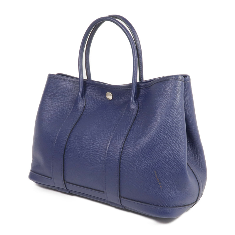 HERMES Epsom皮革Garden Party TPM銀扣手挽袋Bleu Saphir-1