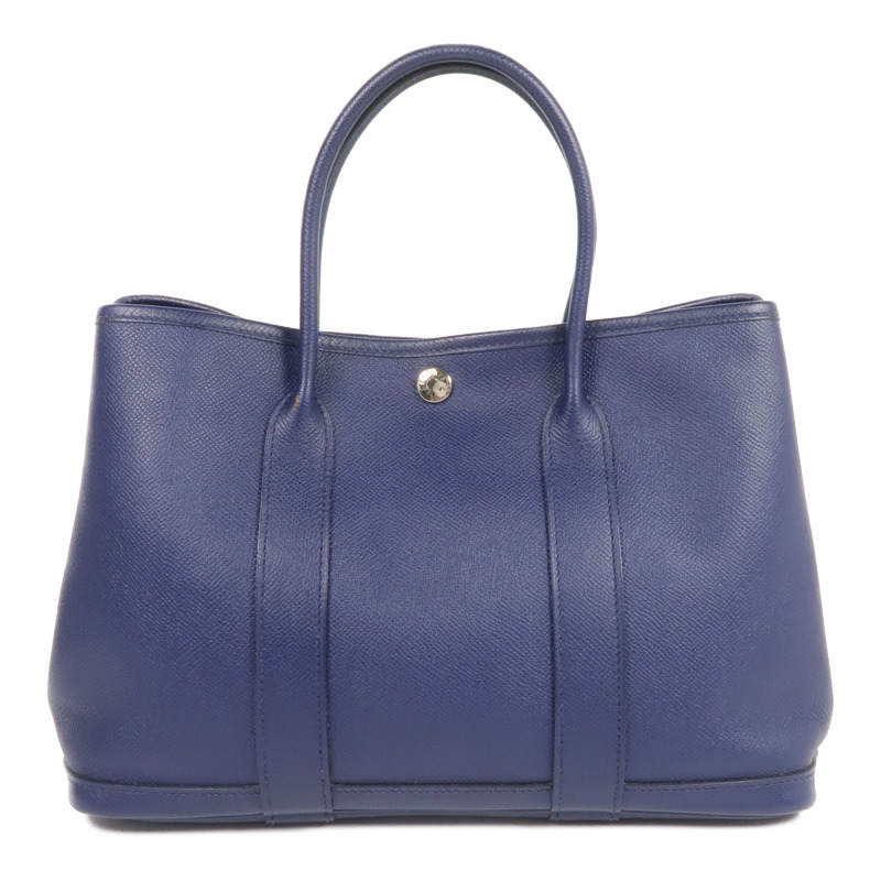 HERMES Epsom皮革Garden Party TPM銀扣手挽袋Bleu Saphir-2