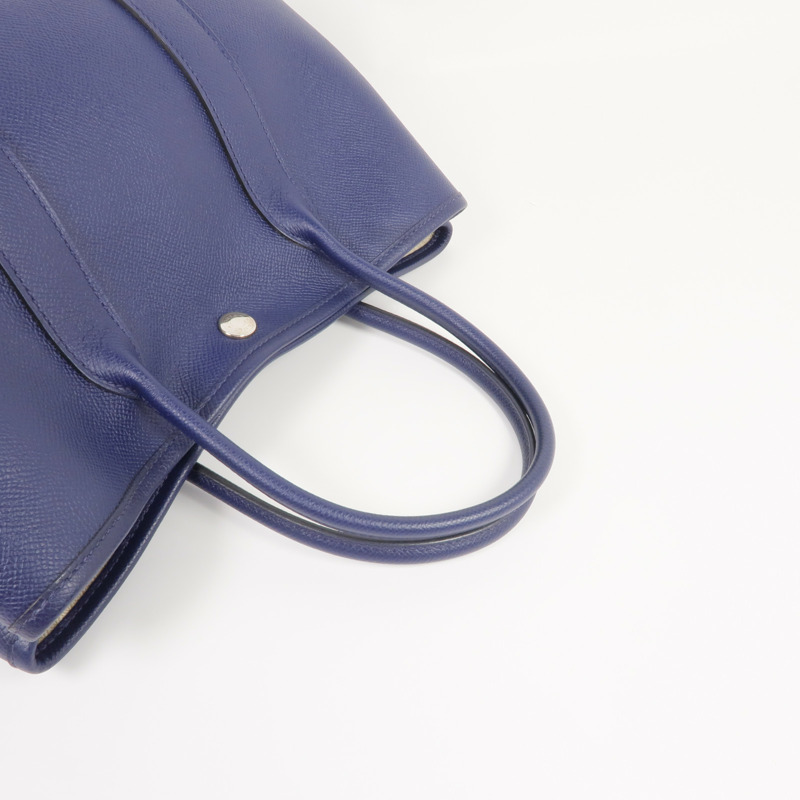 HERMES Epsom皮革Garden Party TPM銀扣手挽袋Bleu Saphir-7