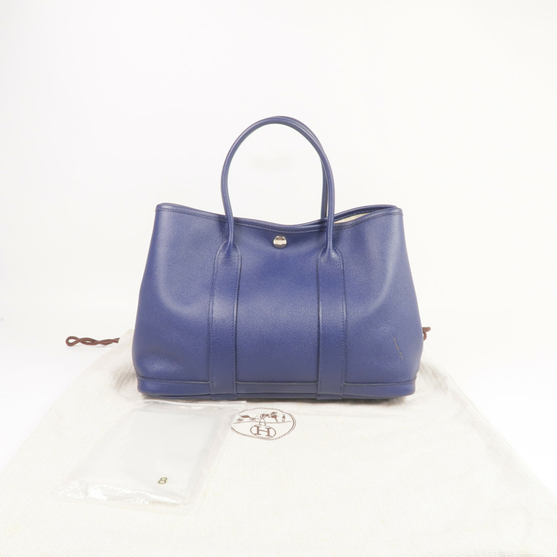 HERMES Epsom皮革Garden Party TPM銀扣手挽袋Bleu Saphir-8