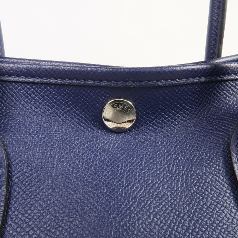 HERMES Epsom皮革Garden Party TPM銀扣手挽袋Bleu Saphir-9