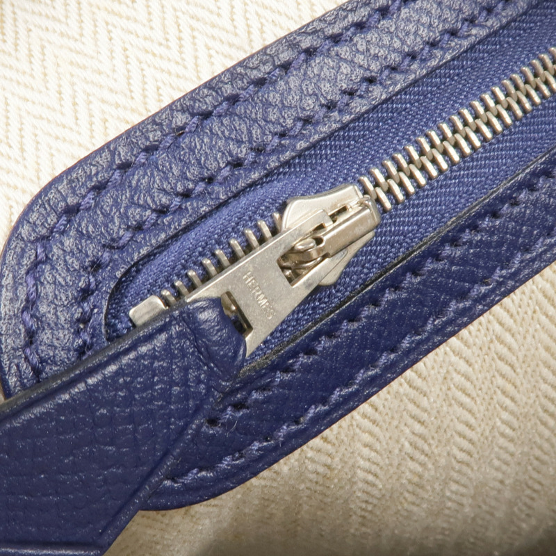 HERMES Epsom皮革Garden Party TPM銀扣手挽袋Bleu Saphir-16