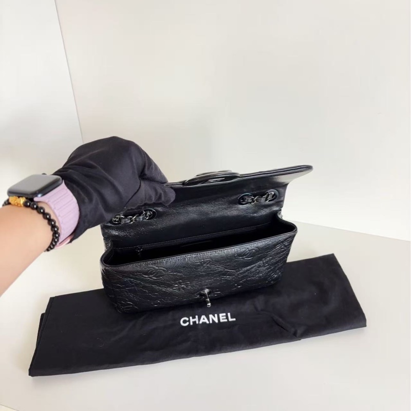 【99新🆕】Chanel CF 限量版香水瓶 浮雕logo 黑色油臘牛皮 so black 鏈條包 單肩包-8