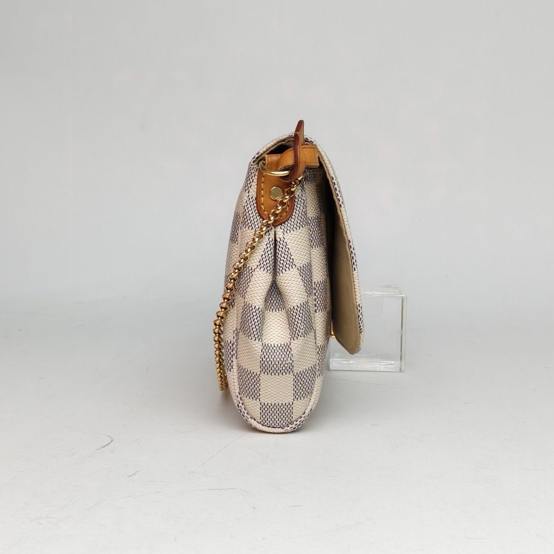 LOUIS VUITTON Favorite大號28白棋格PVC2015肩背包-3