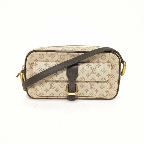 LOUIS VUITTON 米色帆布金扣2001老花單寧相機包斜挎包肩背包