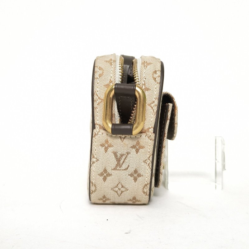 LOUIS VUITTON 米色帆布金扣2001老花單寧相機包斜挎包肩背包-1