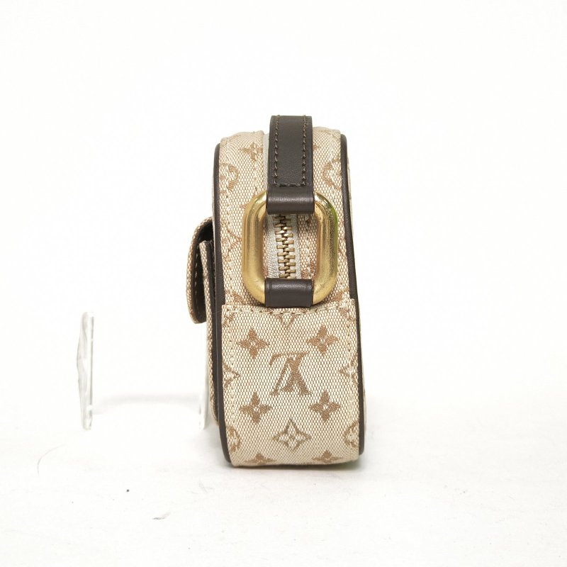 LOUIS VUITTON 米色帆布金扣2001老花單寧相機包斜挎包肩背包-3