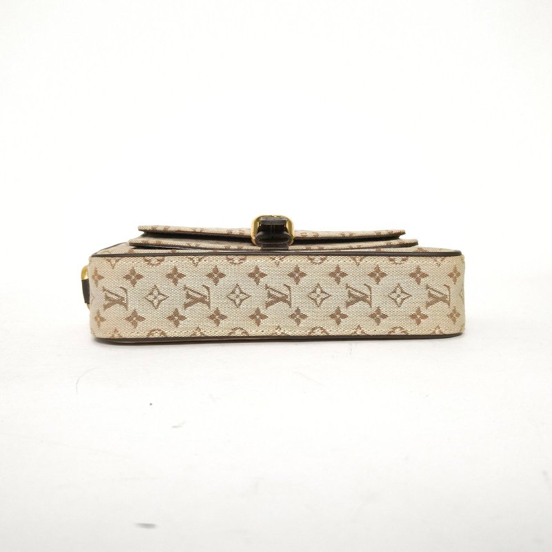 LOUIS VUITTON 米色帆布金扣2001老花單寧相機包斜挎包肩背包-4