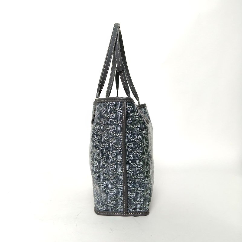 GOYARD Anjou雙面購物袋Mini20灰色牛皮/PVC銀扣肩背包-1
