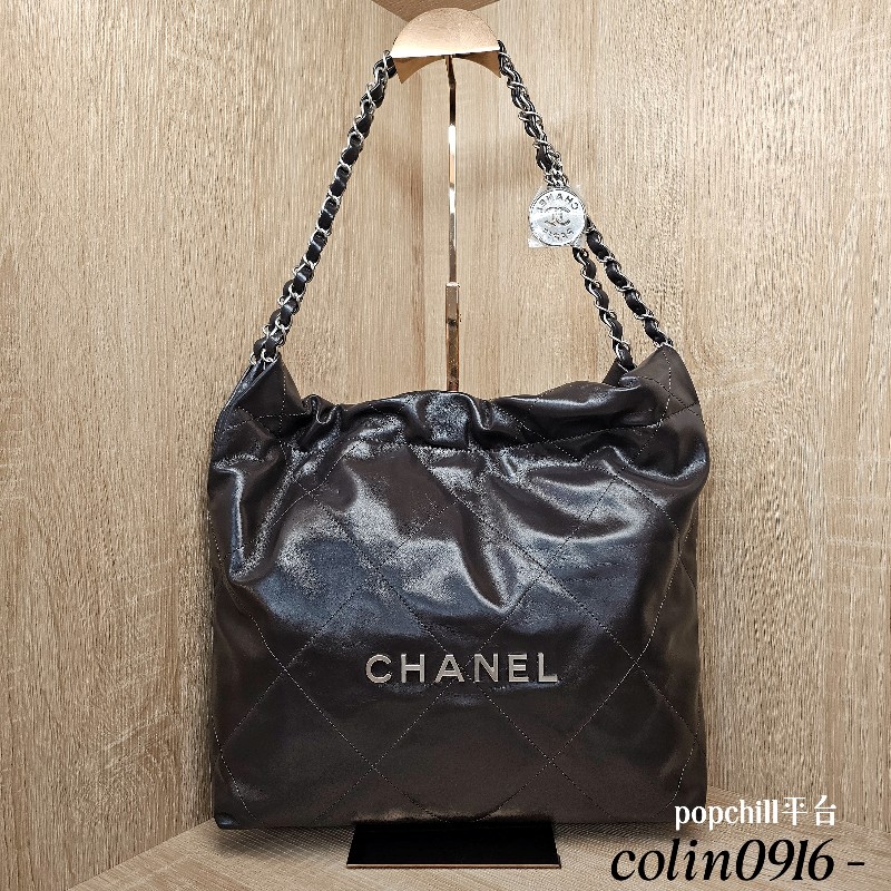 [品況超新聖誕甜價🎁] Chanel摩卡色牛皮銀釦小號22包-0