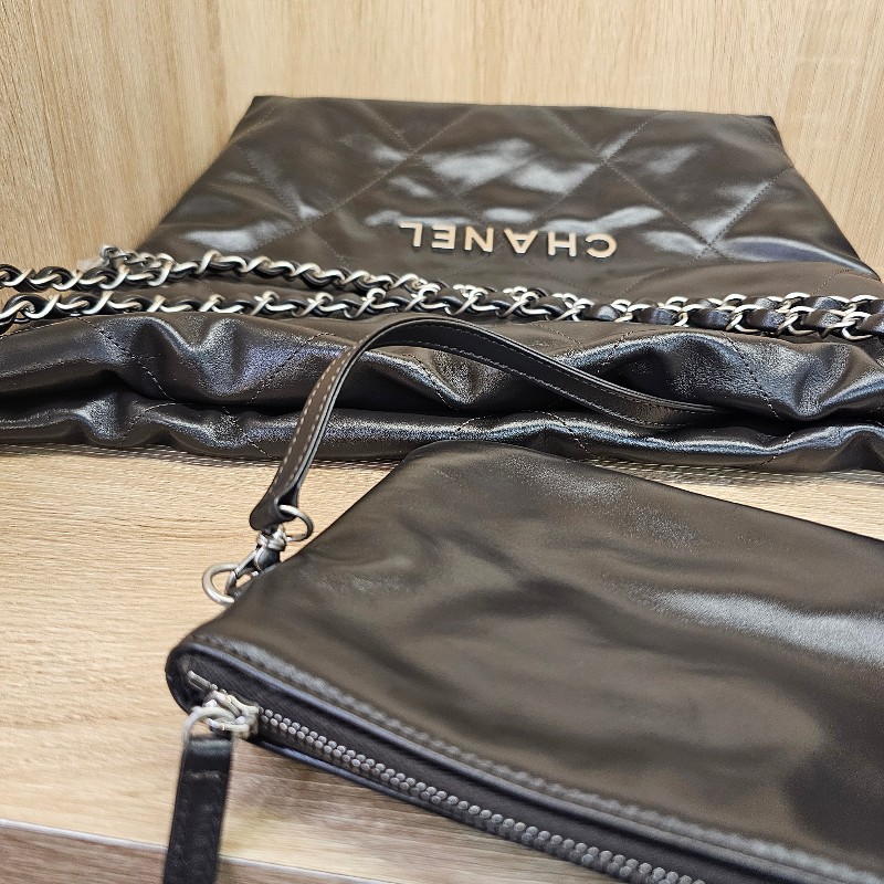 [品況超新聖誕甜價🎁] Chanel摩卡色牛皮銀釦小號22包-17