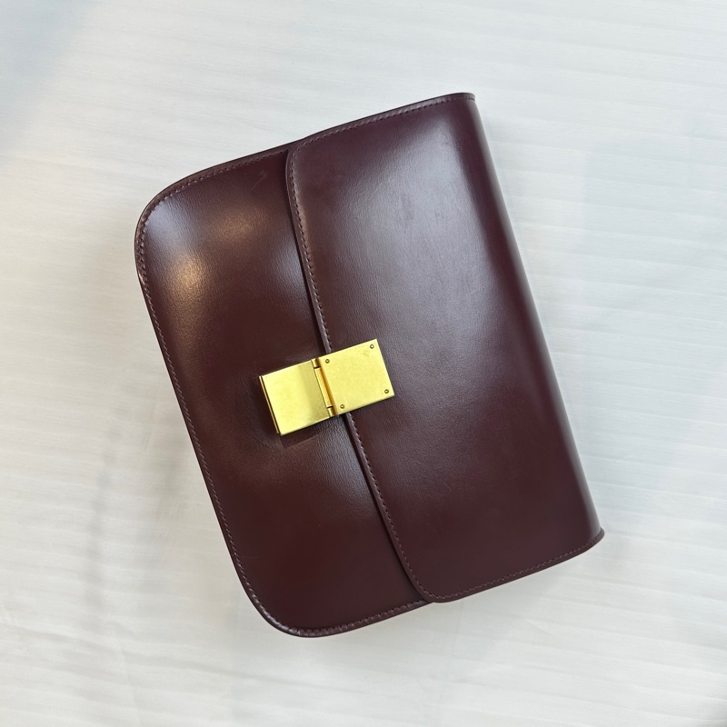 賽琳/Celine CLASSIC中號拋光牛皮革手袋 勃艮第紅24x6.5x19cm-10