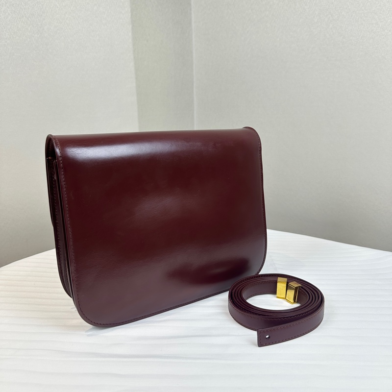 賽琳/Celine CLASSIC中號拋光牛皮革手袋 勃艮第紅24x6.5x19cm-11