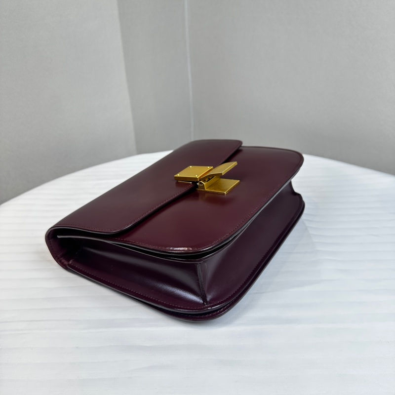 賽琳/Celine CLASSIC中號拋光牛皮革手袋 勃艮第紅24x6.5x19cm-13