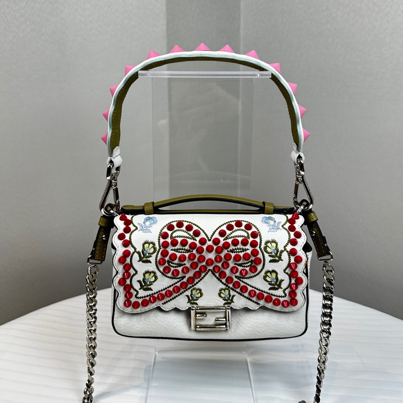 芬迪/Fendi 白色/淺藍色雙色手提斜背兩用袋 17x6.5x11cm-9