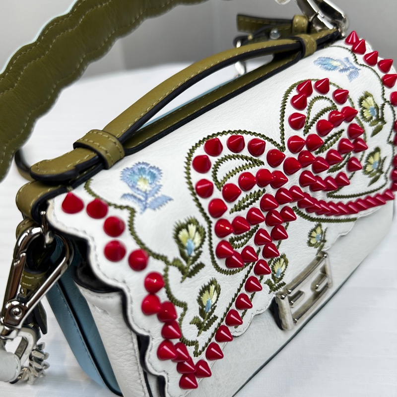 芬迪/Fendi 白色/淺藍色雙色手提斜背兩用袋 17x6.5x11cm-17