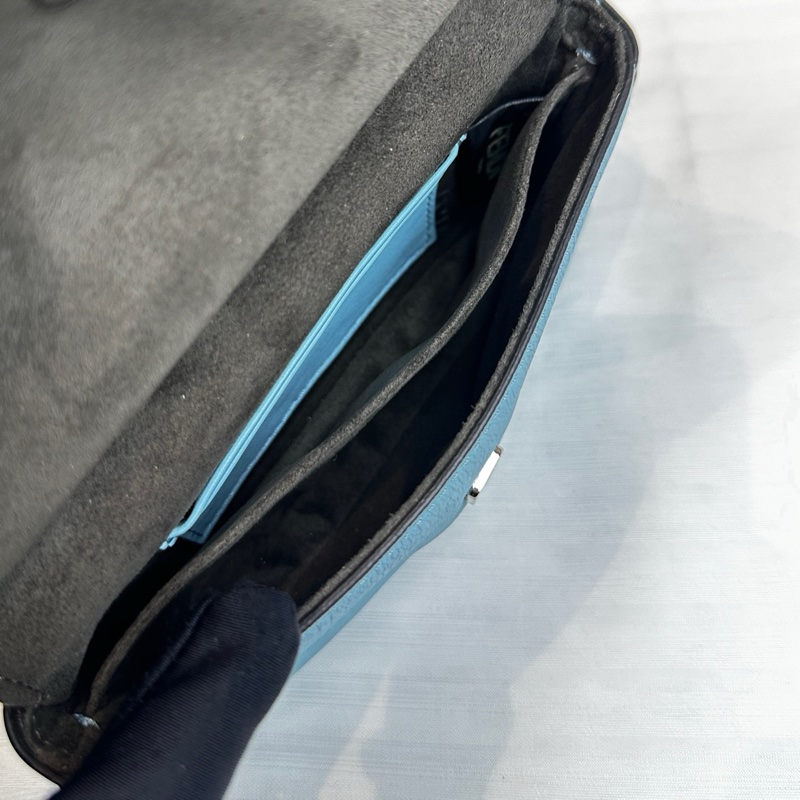 芬迪/Fendi 白色/淺藍色雙色手提斜背兩用袋 17x6.5x11cm-8