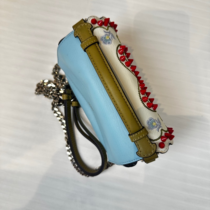 芬迪/Fendi 白色/淺藍色雙色手提斜背兩用袋 17x6.5x11cm-14