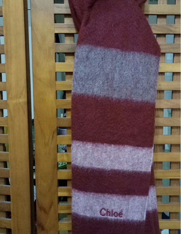 日本帶回Chloe羊毛披肩 100%喀什米爾羊毛圍巾寶石紅保暖大圍巾全新現貨原價15000-1