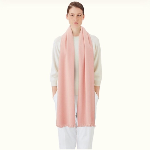 法國HERMES愛馬仕 山羊絨長披肩 圍巾（粉） 盒裝 全新現貨