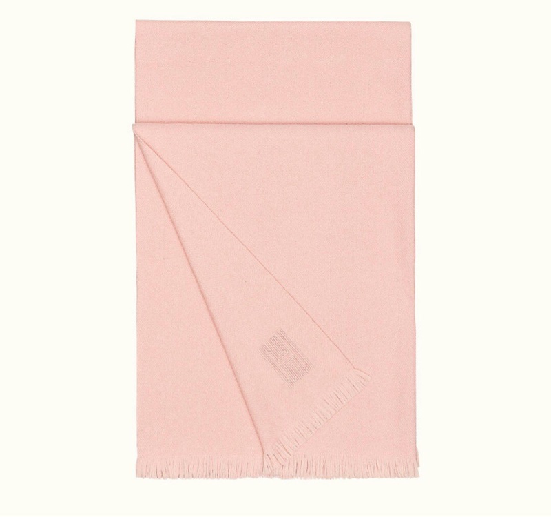 法國HERMES愛馬仕 山羊絨長披肩 圍巾（粉） 盒裝 全新現貨-4