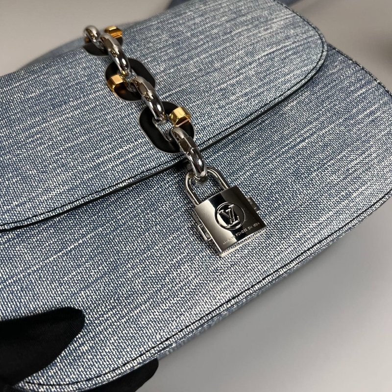 LV M54606 牛仔藍水波紋鎖頭手提斜肩包-6