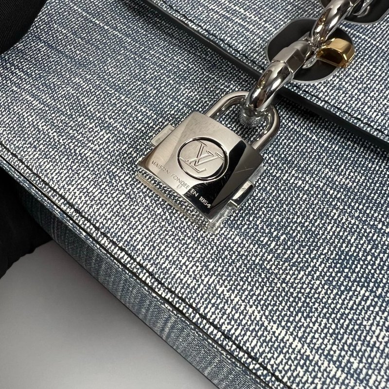 LV M54606 牛仔藍水波紋鎖頭手提斜肩包-7