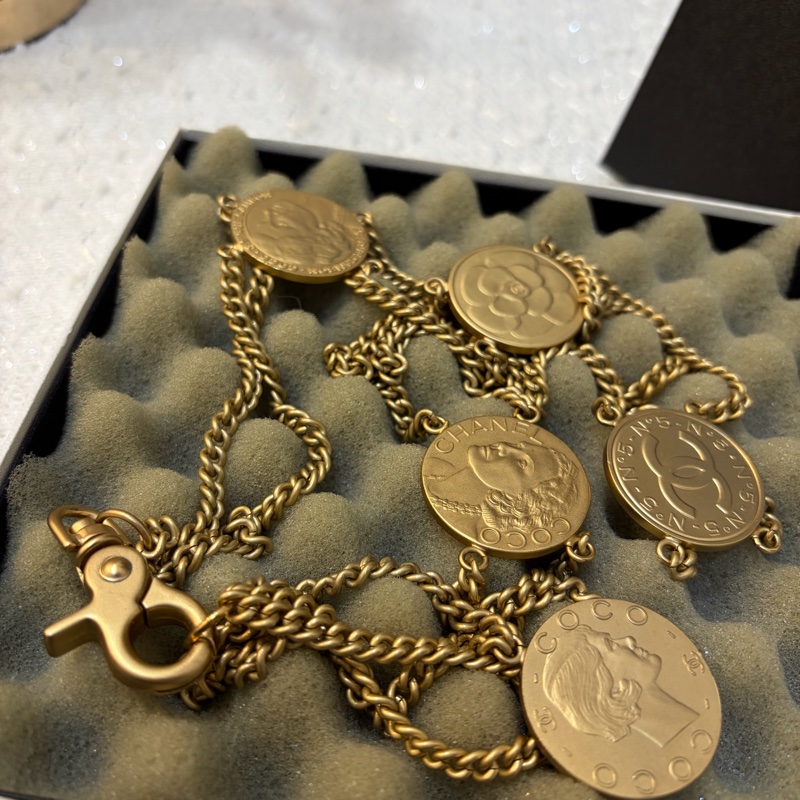 Chanel 08A 淡金 金幣腰鏈-8