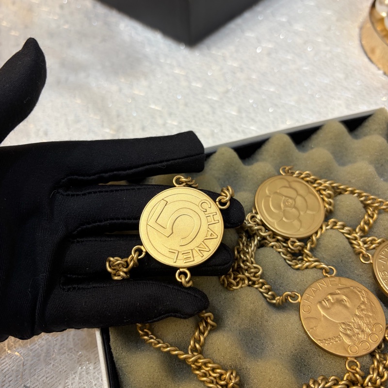 Chanel 08A 淡金 金幣腰鏈-9