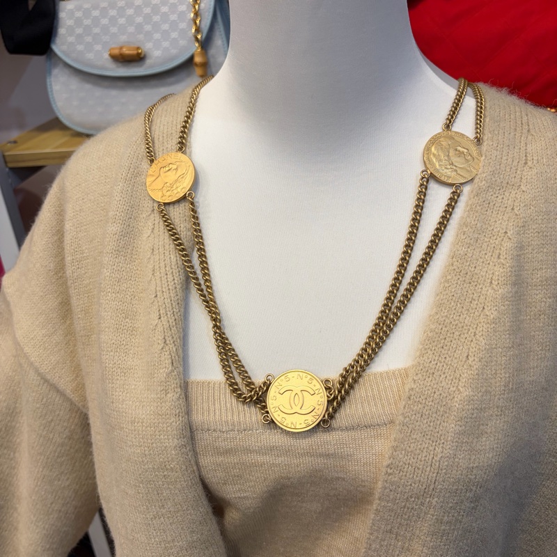 Chanel 08A 淡金 金幣腰鏈-17