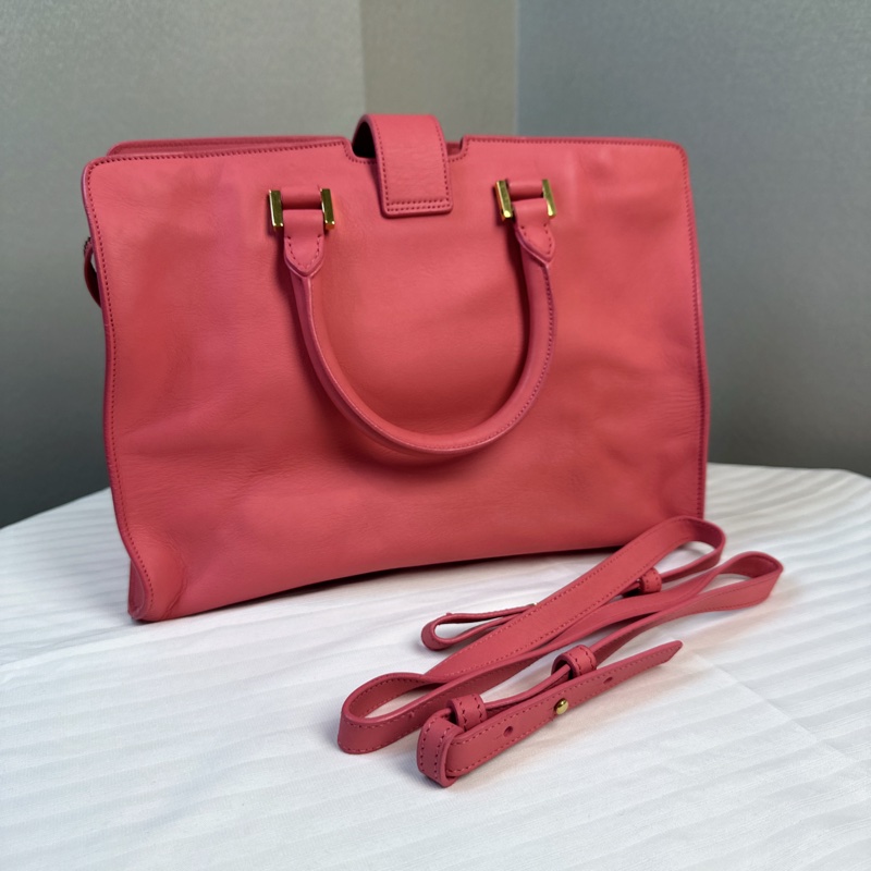 圣罗兰/Saint laurent 玫粉色斜背手提医生包 30x14x21.5cm-7