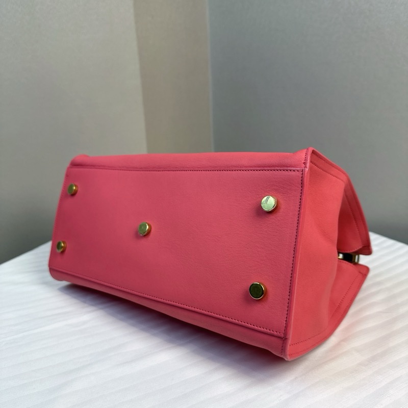 圣罗兰/Saint laurent 玫粉色斜背手提医生包 30x14x21.5cm-13