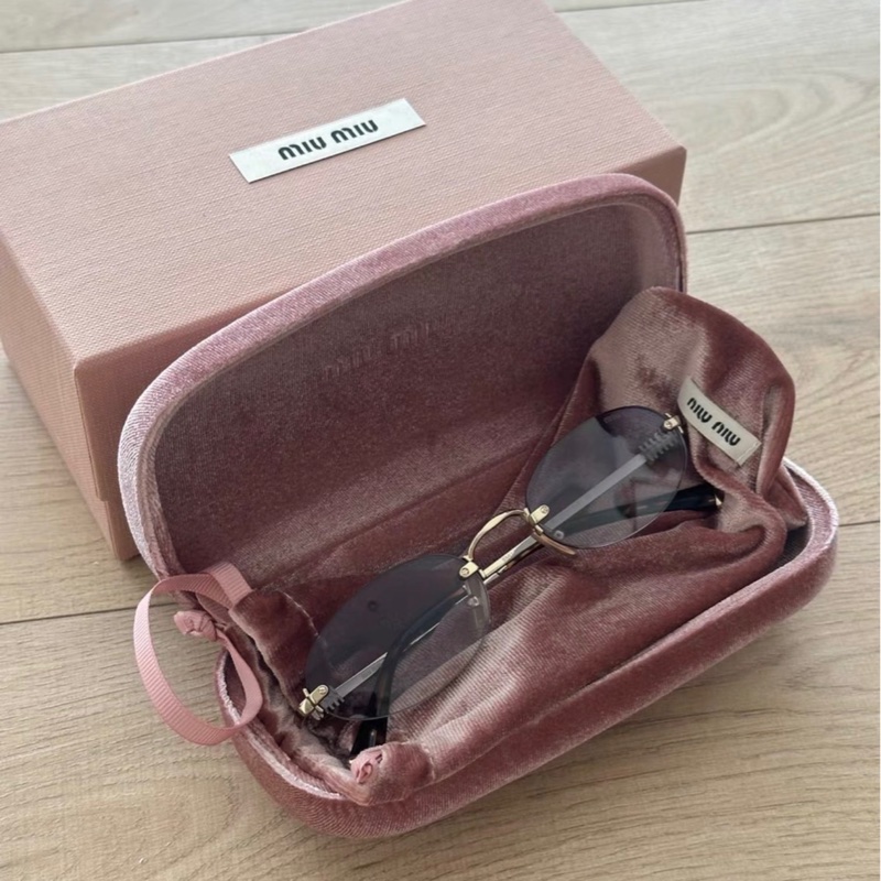 Miu Miu 25 復古無框金屬logo墨鏡 藍紫色漸變 99新配件盒子-1