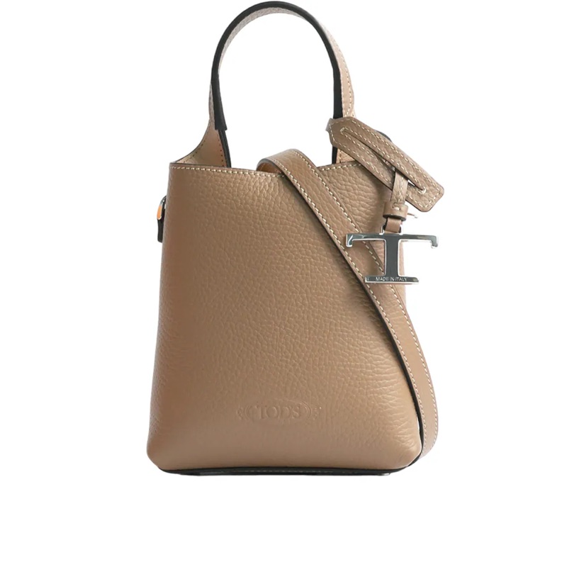 T Logo 超小號手提/斜背二用皮革手機包(鴿子灰)-0