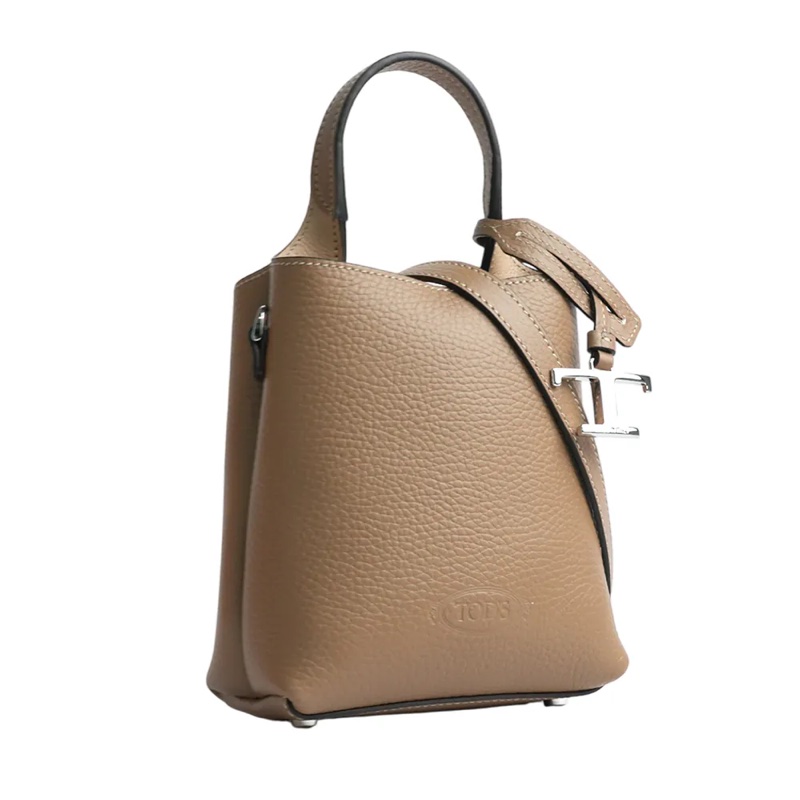 T Logo 超小號手提/斜背二用皮革手機包(鴿子灰)-1