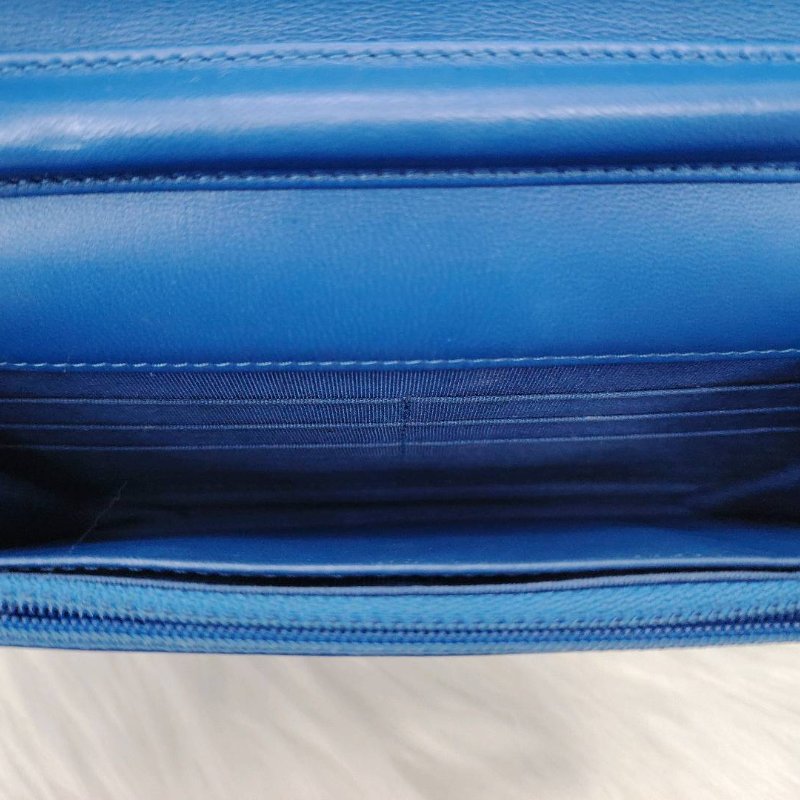 Chanel 香奈兒 woc 藍色銀扣 羊皮 27開-8