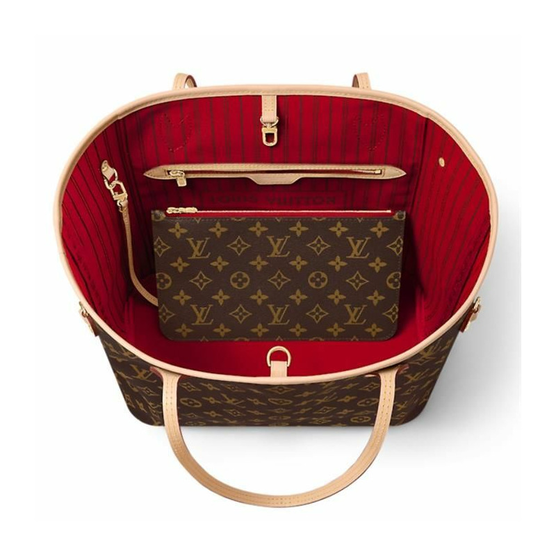 LOUIS VUITTON Neverfull MM 手袋/肩背包 紅色內裡 M46987-12