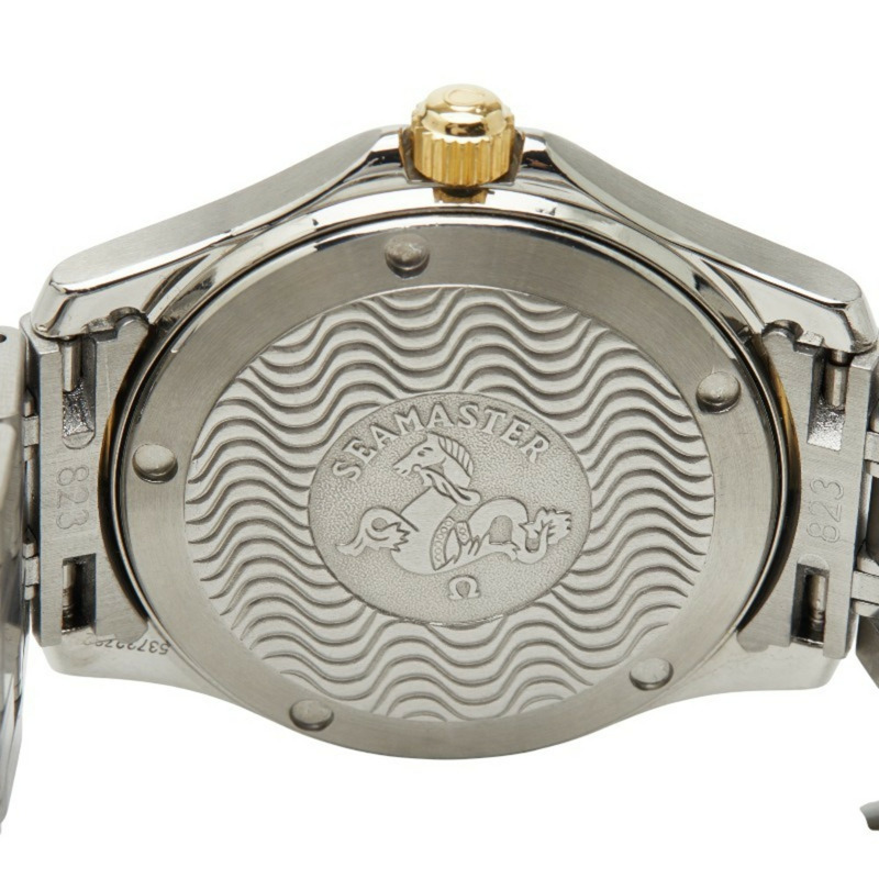 歐米茄海馬系列腕錶 2411.31 石英錶 米色錶盤 不鏽鋼黃金男士腕錶-3