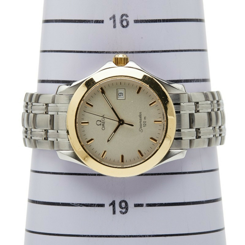 歐米茄海馬系列腕錶 2411.31 石英錶 米色錶盤 不鏽鋼黃金男士腕錶-6