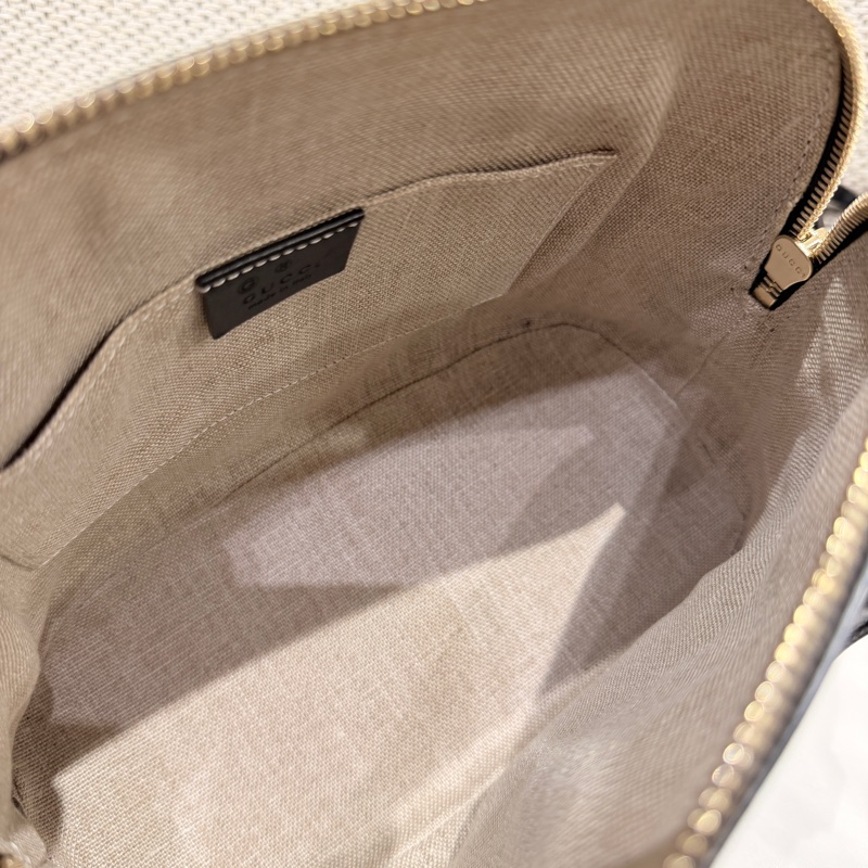 【GUCCI】 449654 經典Guccissima壓紋手提/斜背兩用貝殼包-黑色-3