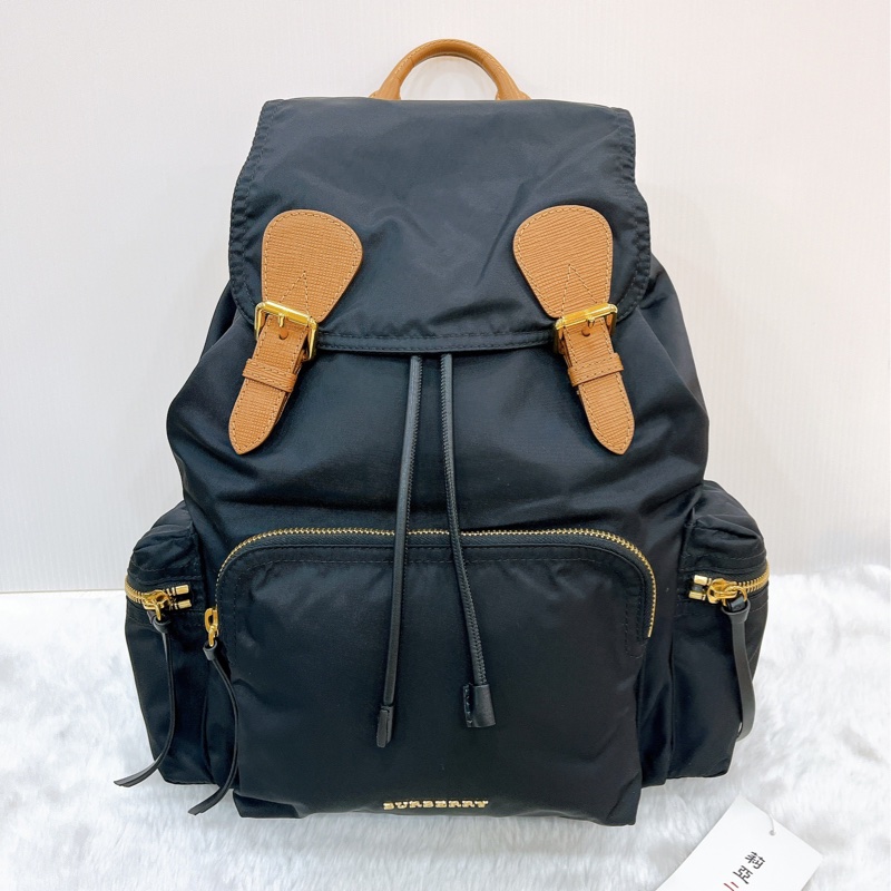 莉亞精品♡Burberry 4014879黑後背包 二手-3