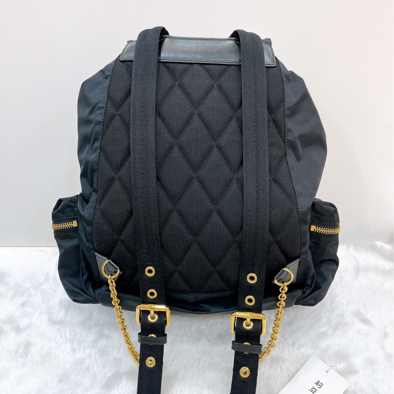 莉亞精品♡Burberry 4014879黑後背包 二手-4