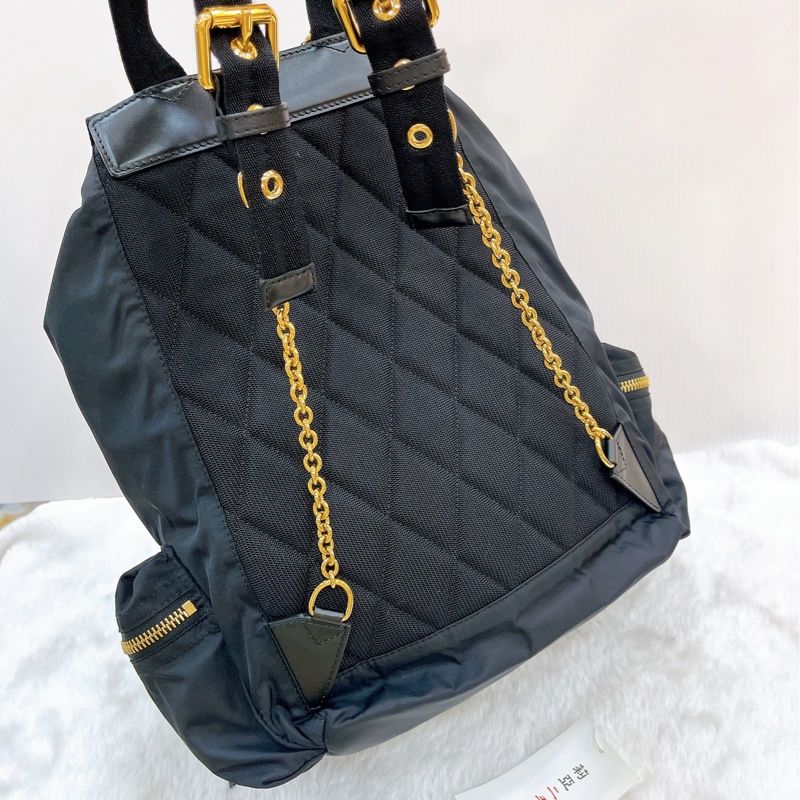 莉亞精品♡Burberry 4014879黑後背包 二手-12