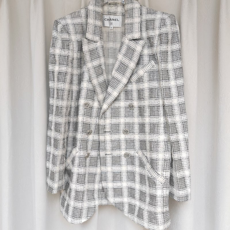 Chanel 爆款黑白格西裝外套 40碼-0