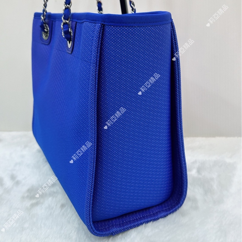 莉亞精品♡Chanel A67001 藍橘沙灘包 二手-6