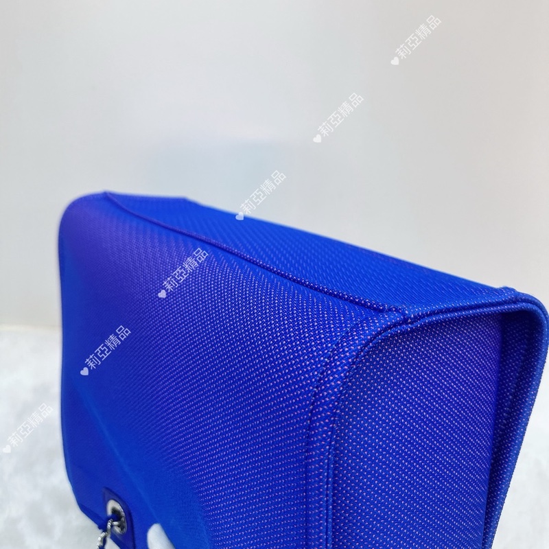 莉亞精品♡Chanel A67001 藍橘沙灘包 二手-10