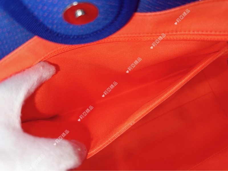 莉亞精品♡Chanel A67001 藍橘沙灘包 二手-14