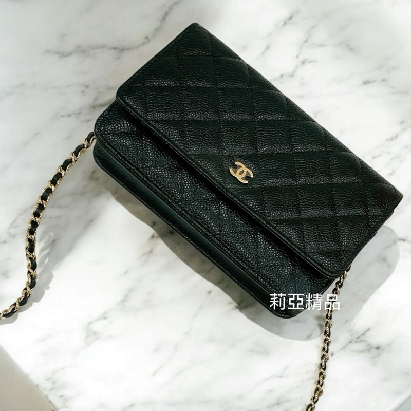 莉亞精品♡Chanel AP0250 經典黑金WOC 二手-0